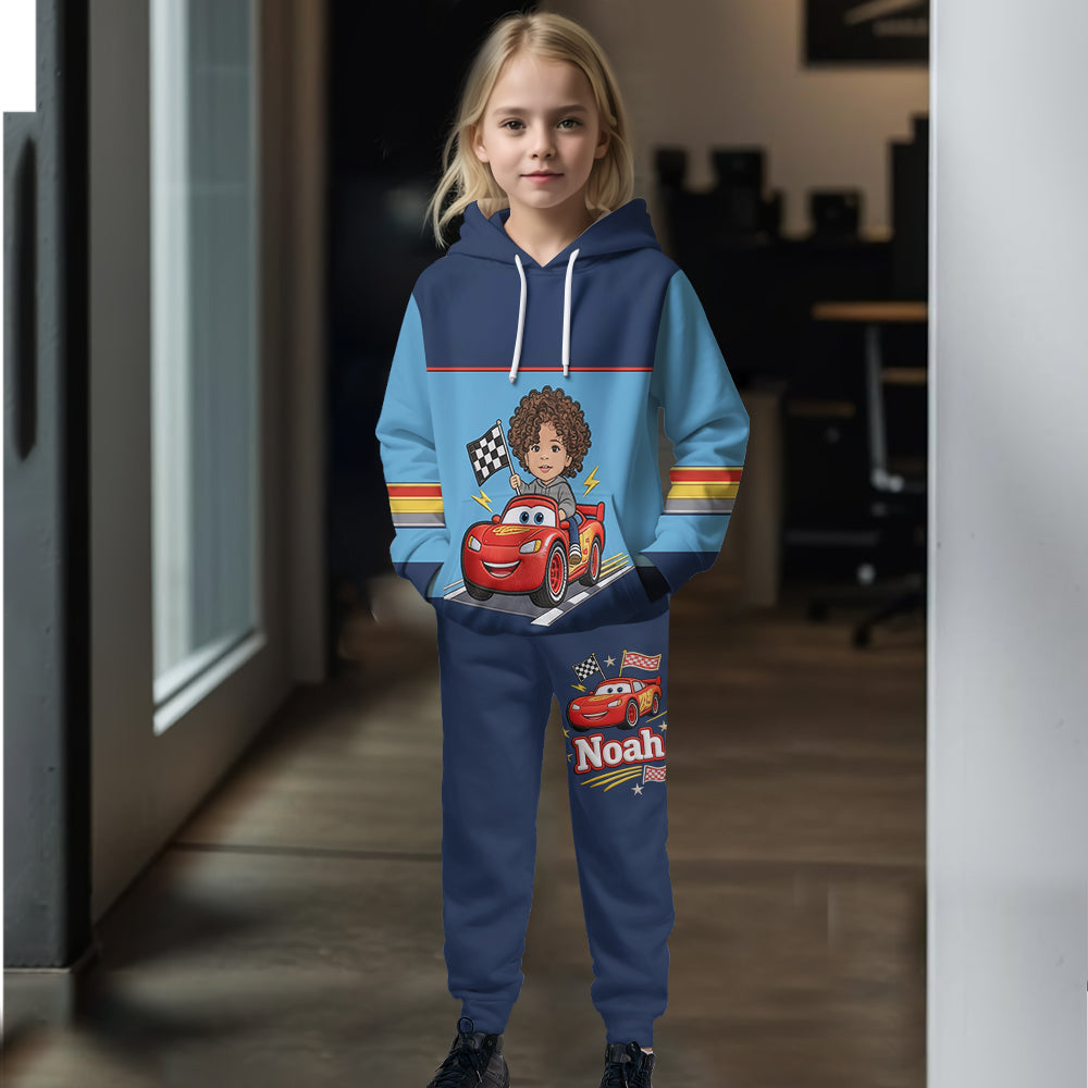 Little Racer - Personalized Racing Lover Kid Hoodie & Kid Jogger Sweatpants
