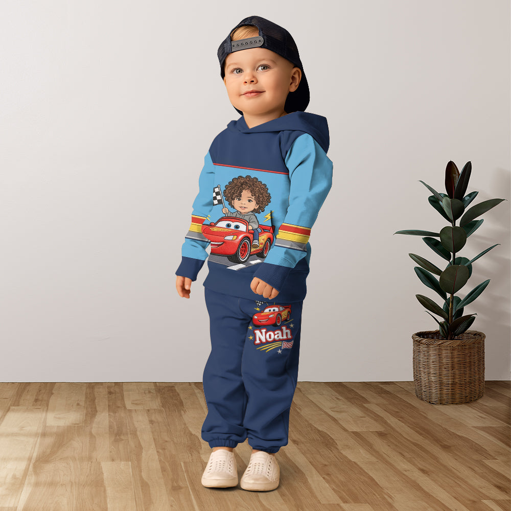 Little Racer - Personalized Racing Lover Kid Hoodie & Kid Jogger Sweatpants