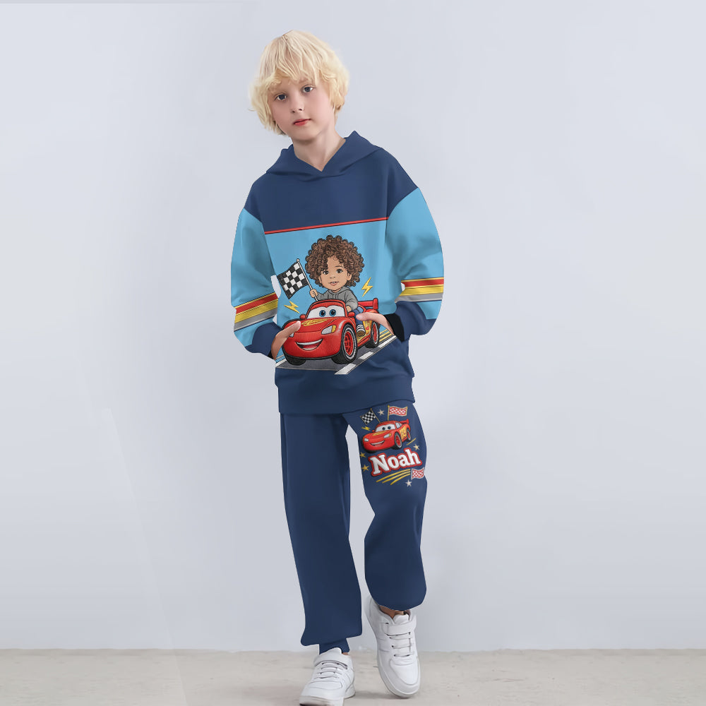 Little Racer - Personalized Racing Lover Kid Hoodie & Kid Jogger Sweatpants