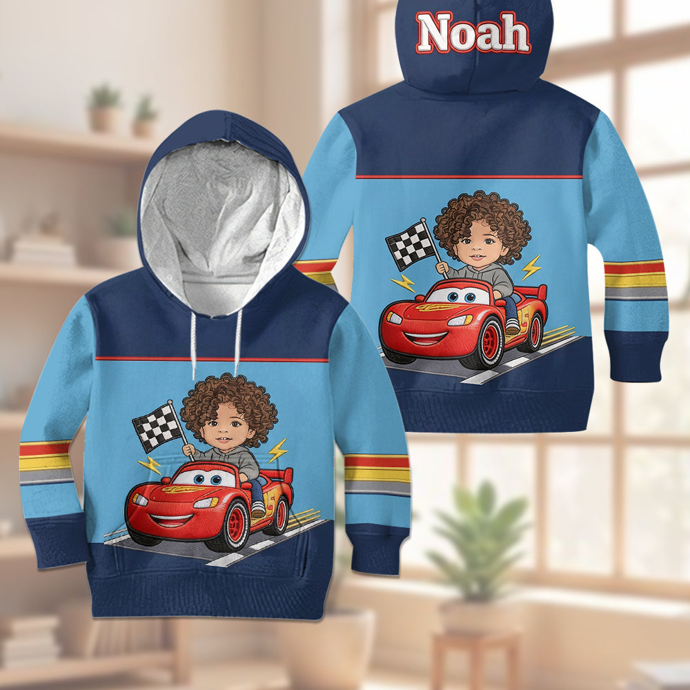 Little Racer - Personalized Racing Lover Kid Hoodie & Kid Jogger Sweatpants