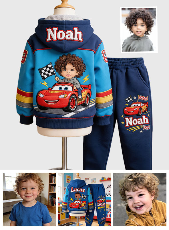 Little Racer - Personalized Racing Lover Kid Hoodie & Kid Jogger Sweatpants