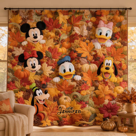 Mouse & Friends Fall Autumn House Decoration - Personalized Mouse Blackout Window Curtain/ Drapes Set
