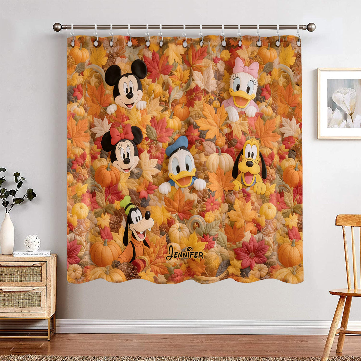 Mouse & Friends Fall Autumn House Decoration - Personalized Mouse Blackout Window Curtain/ Drapes Set