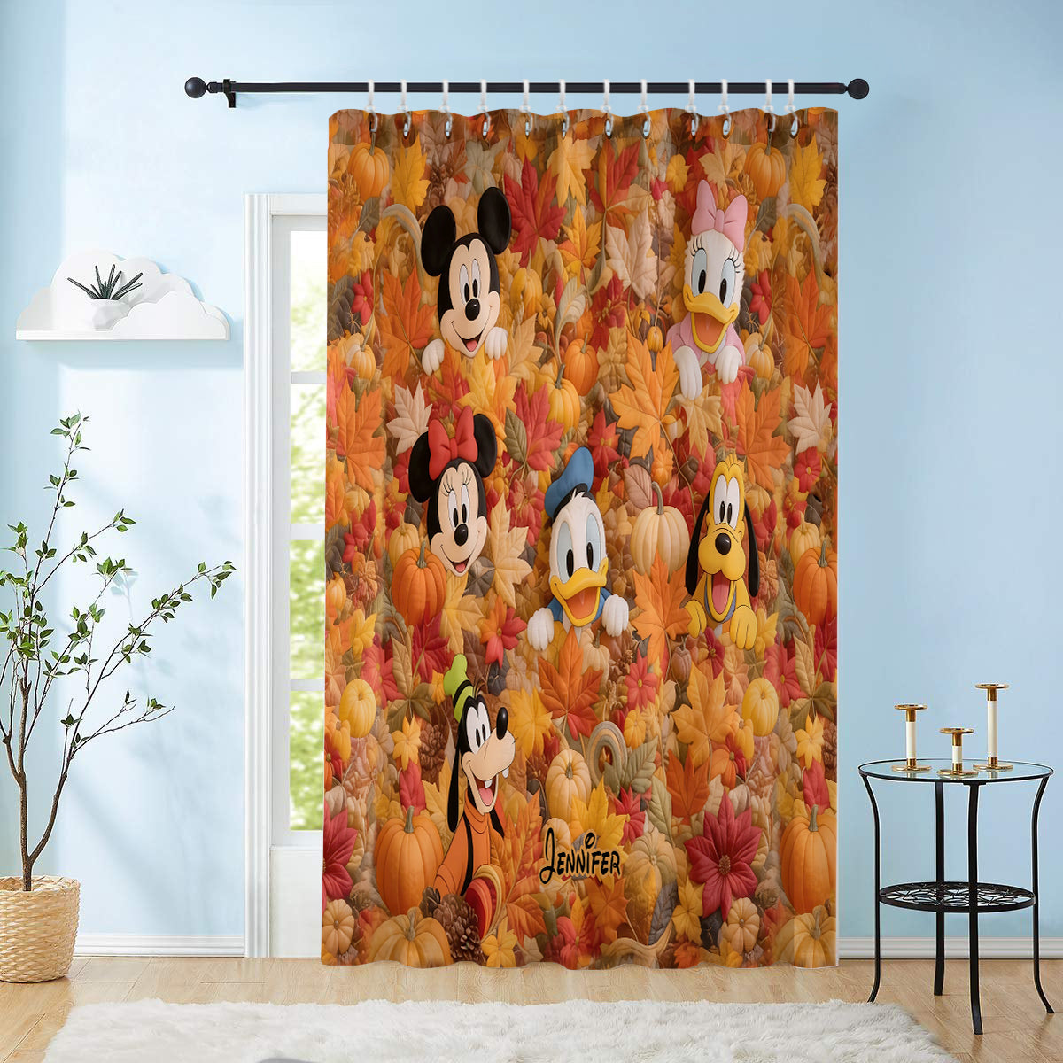 Mouse & Friends Fall Autumn House Decoration - Personalized Mouse Blackout Window Curtain/ Drapes Set