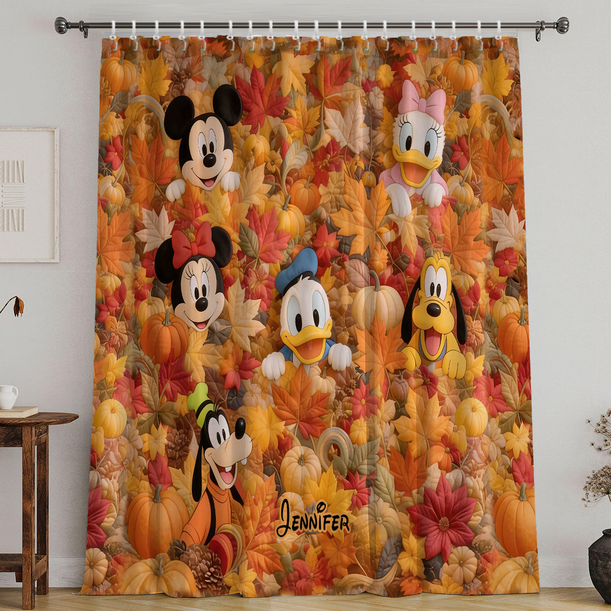 Mouse & Friends Fall Autumn House Decoration - Personalized Mouse Blackout Window Curtain/ Drapes Set