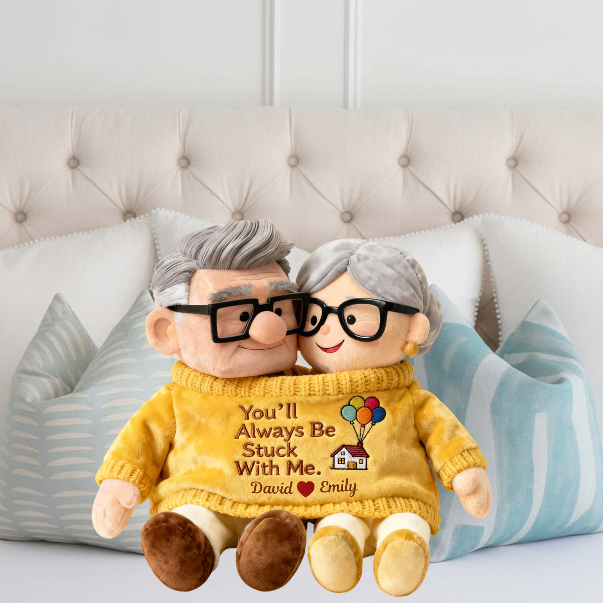 You'll Always Be Stuck With Me - Personalized Couple Faux Fur Shaped Pillow