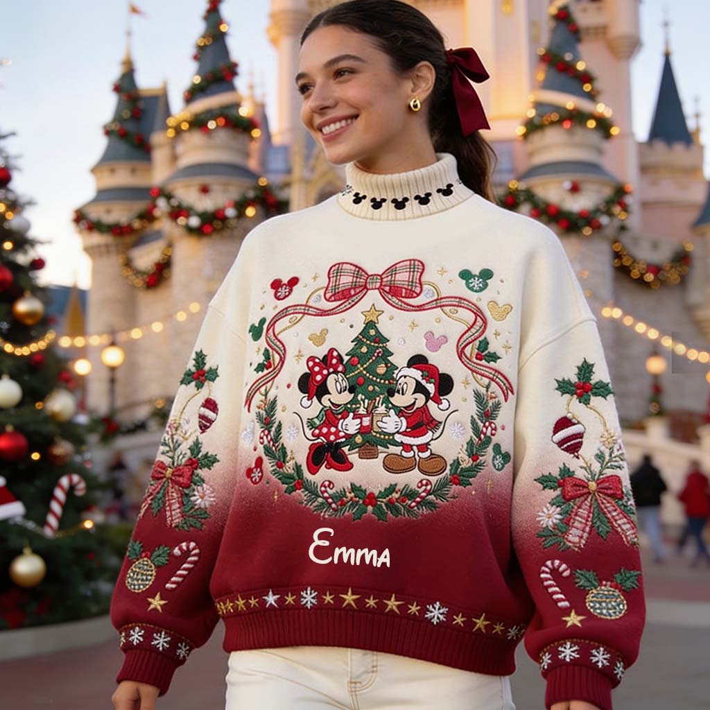 Merry Christmas - Personalized Mouse Mock Neck Sweatshirt