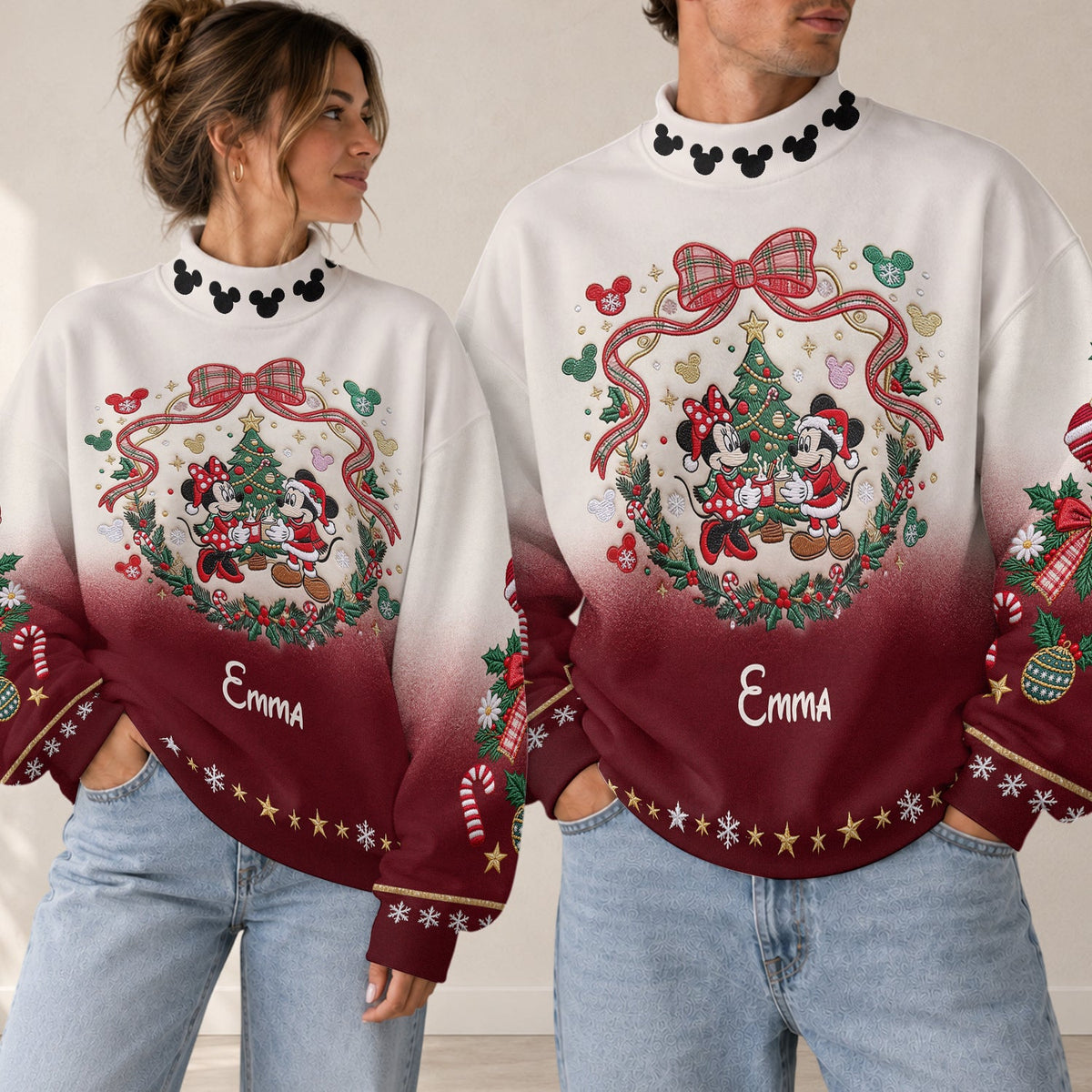 Merry Christmas - Personalized Mouse Mock Neck Sweatshirt