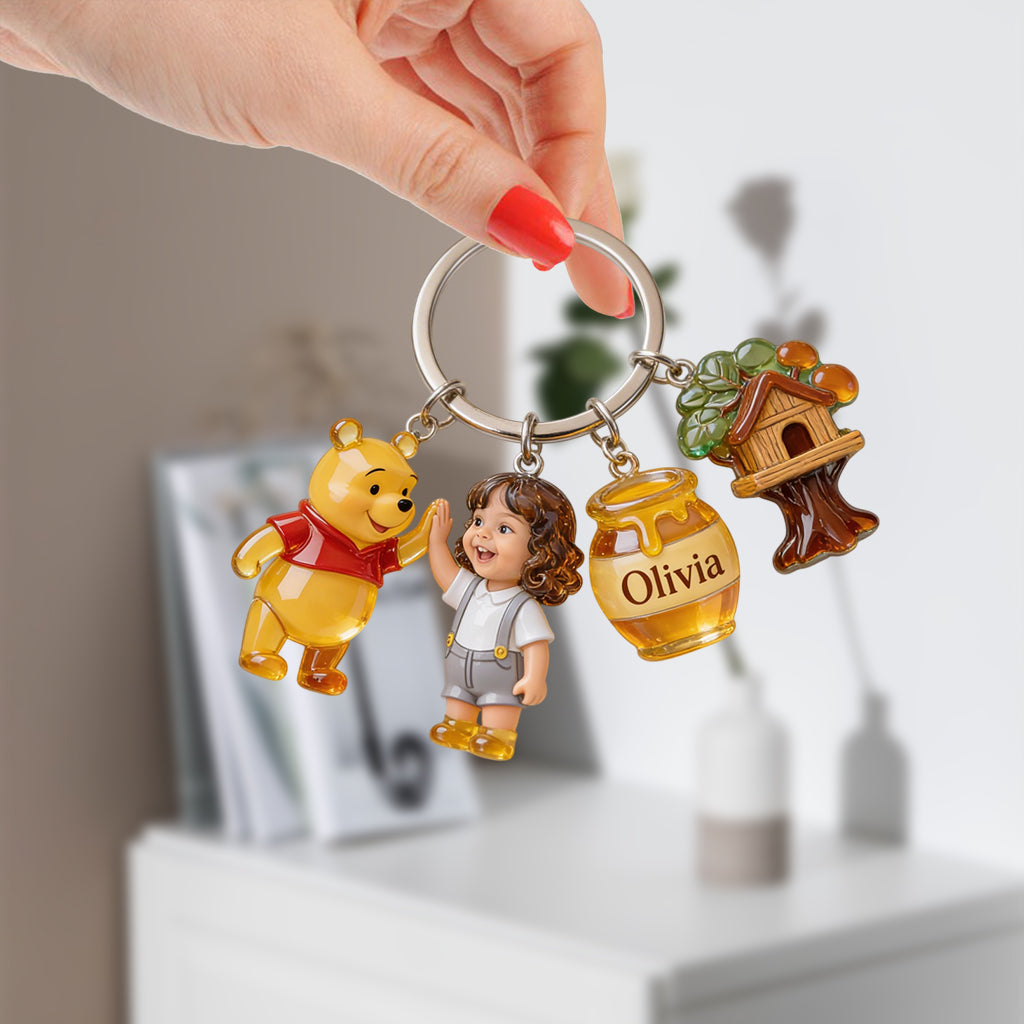 Friends Custom From Photo - Personalized Yellow Bear Premium Keychain With Charms