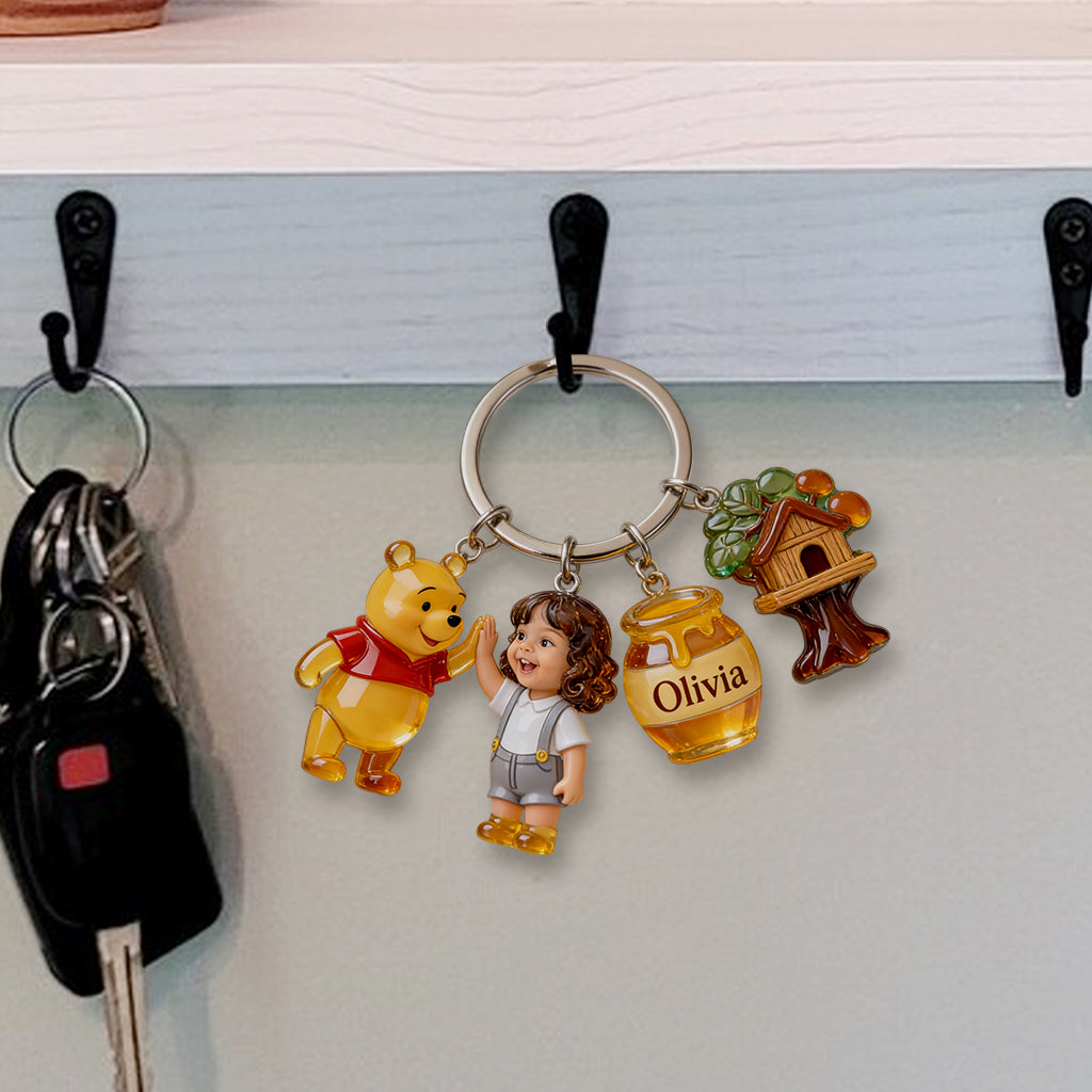 Friends Custom From Photo - Personalized Yellow Bear Premium Keychain With Charms