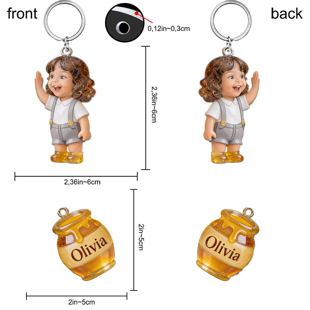 Friends Custom From Photo - Personalized Yellow Bear Premium Keychain With Charms