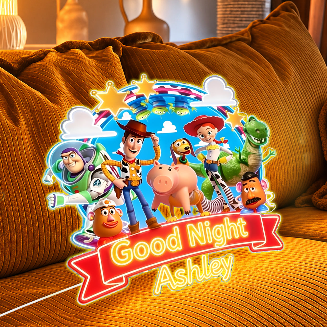 The Story Of The Toys, Happy Birthday - Personalized Movie For Kids Neon LED Light Sign