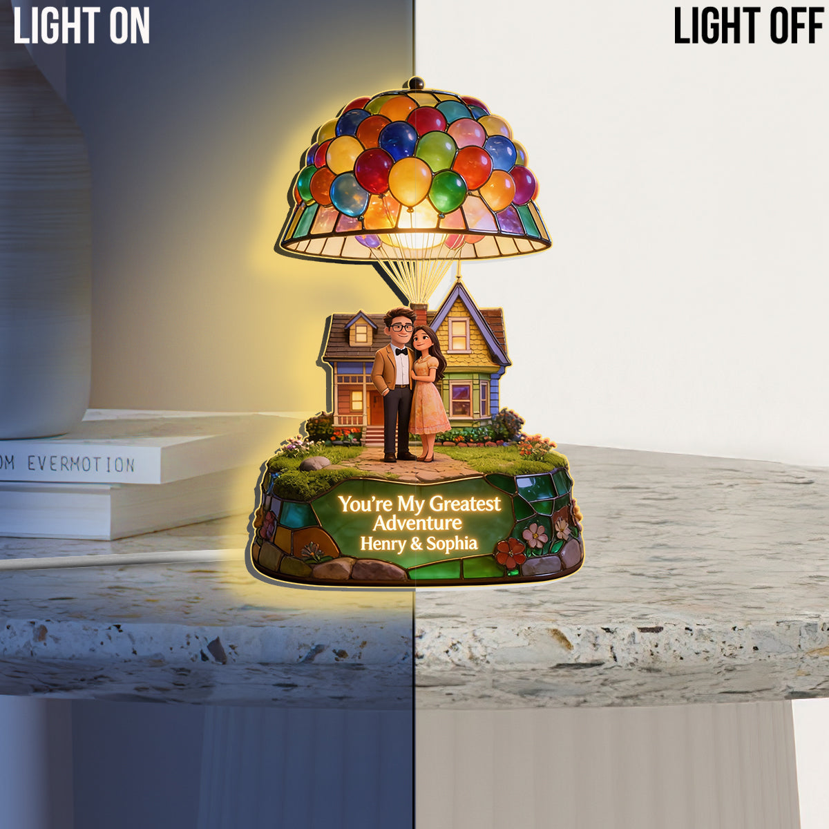 Custom Any Photo My Greatest Adventure - Personalized Up Movie Couple Acrylic LED Night Light