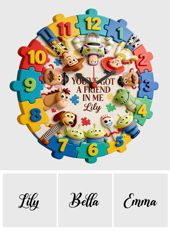 You've Got A Friend In Me - Personalized Autism Awareness Acrylic Wall Clock