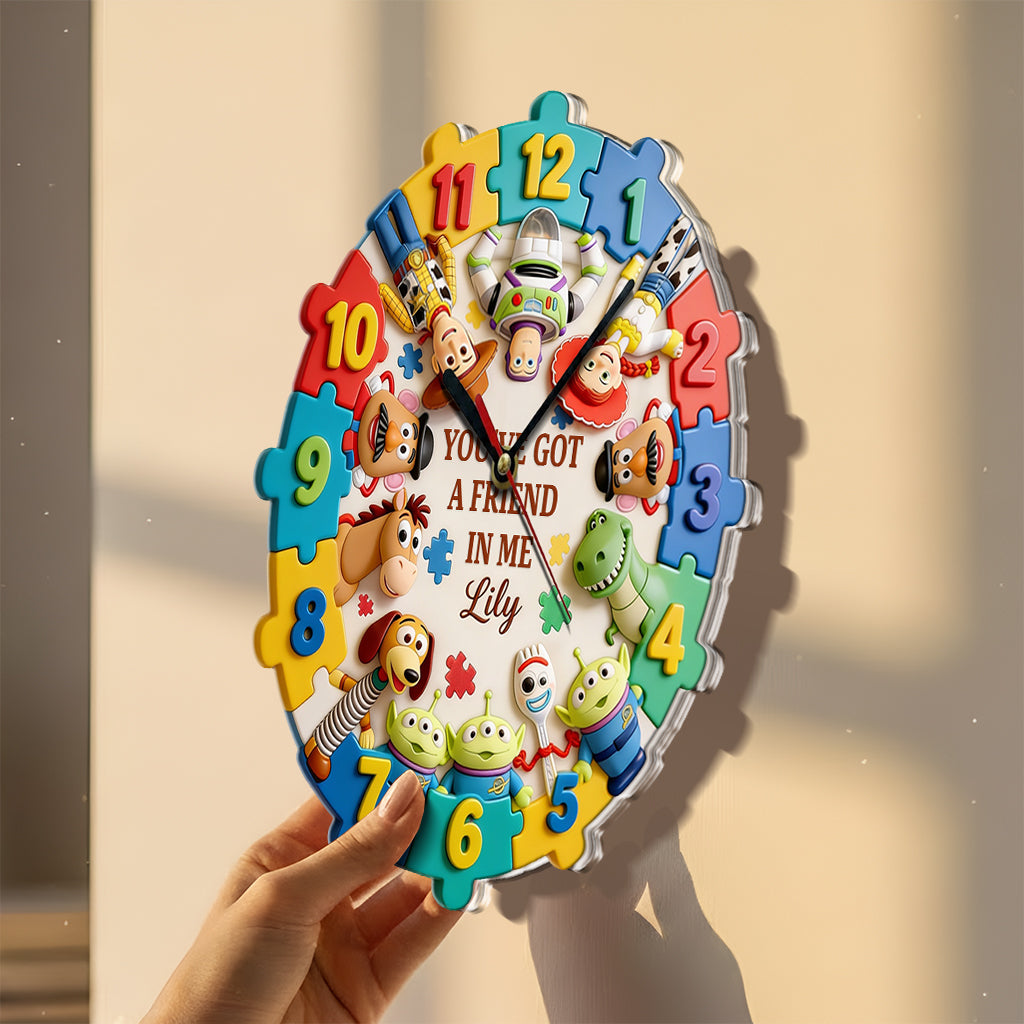 You've Got A Friend In Me - Personalized Autism Awareness Acrylic Wall Clock