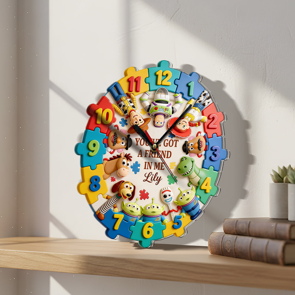 You've Got A Friend In Me - Personalized Autism Awareness Acrylic Wall Clock