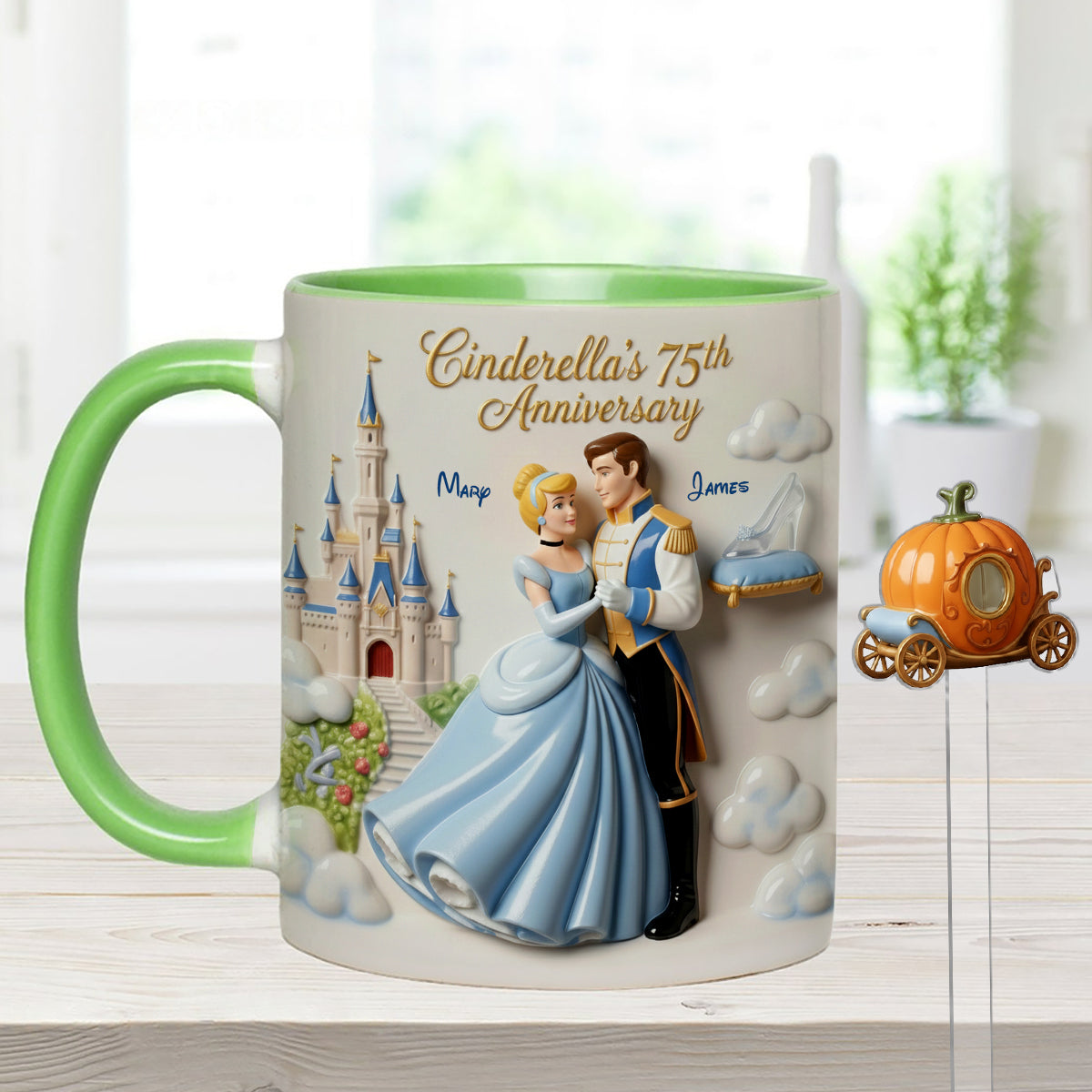 Cinderela Princess - Personalized Couple Set Accent Mug with Acrylic Stirrers
