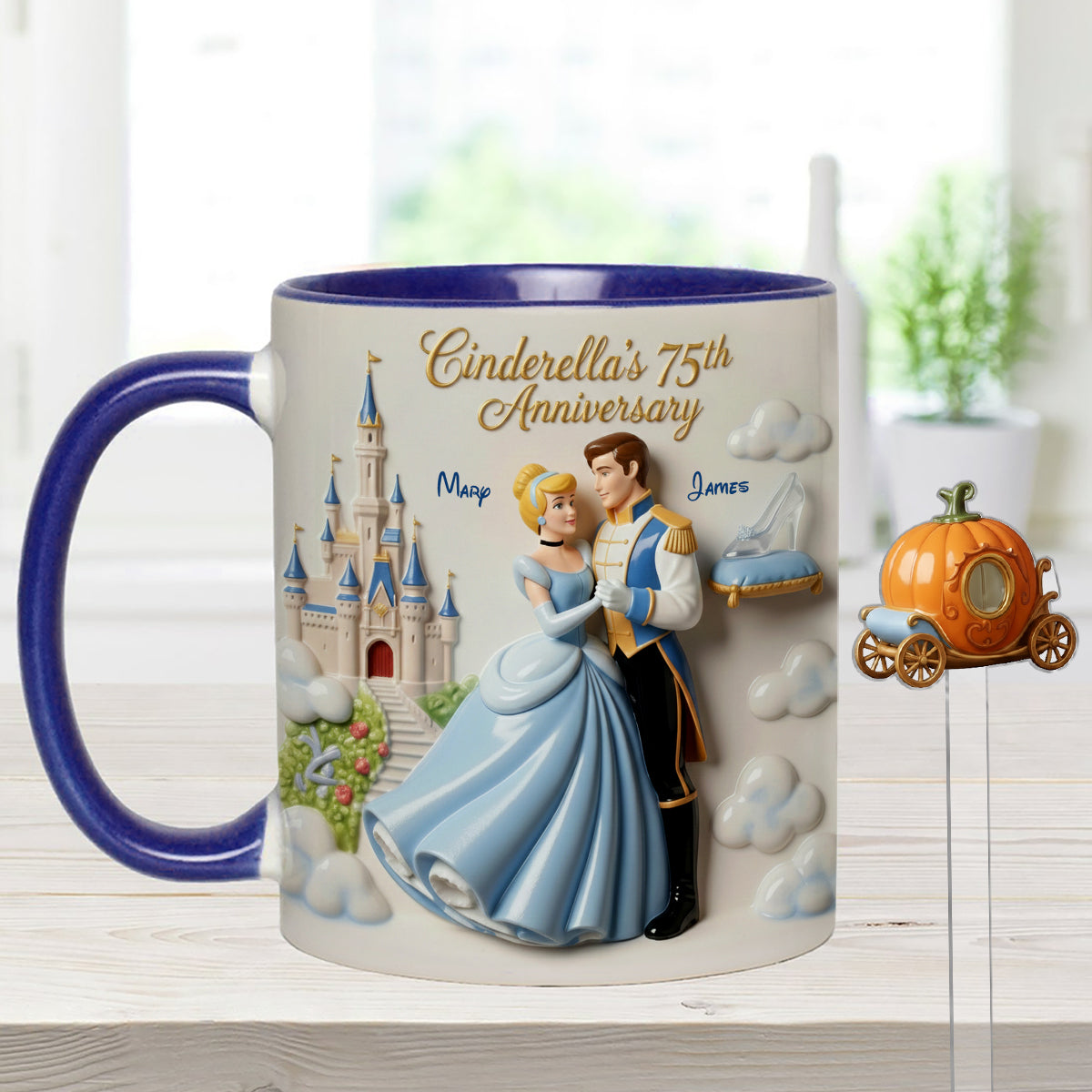 Cinderela Princess - Personalized Couple Set Accent Mug with Acrylic Stirrers