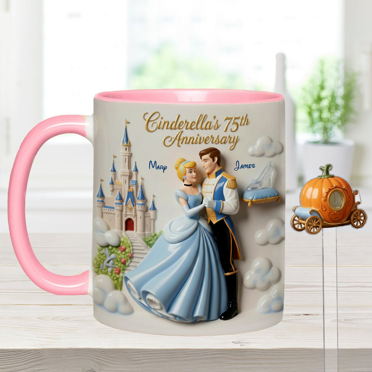 Cinderela Princess - Personalized Couple Set Accent Mug with Acrylic Stirrers