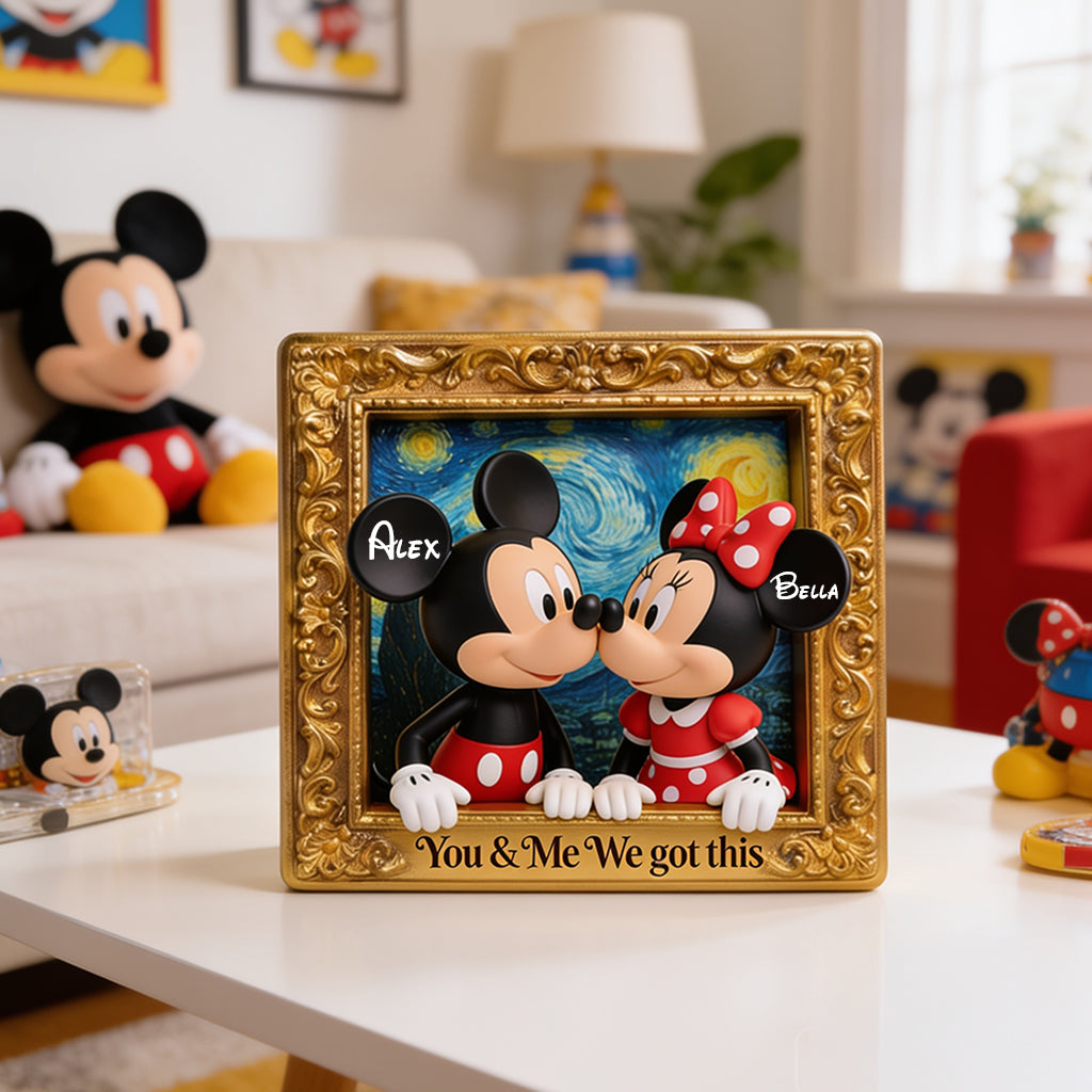 I Love You - Personalized Mouse 2 Layered Wood Sign / Wood Plaque
