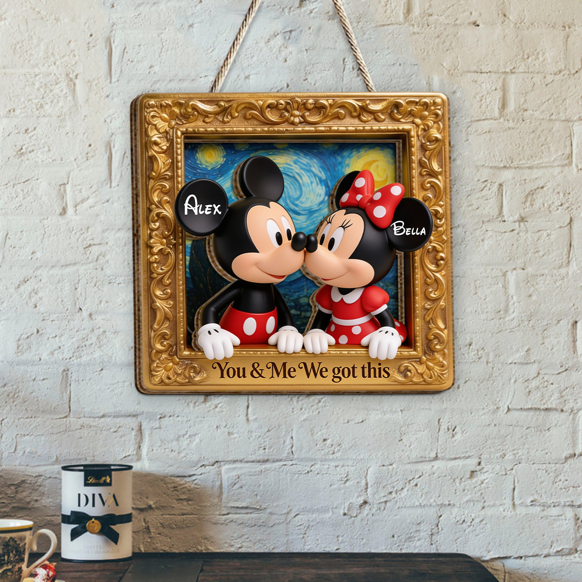 I Love You - Personalized Mouse 2 Layered Wood Sign / Wood Plaque