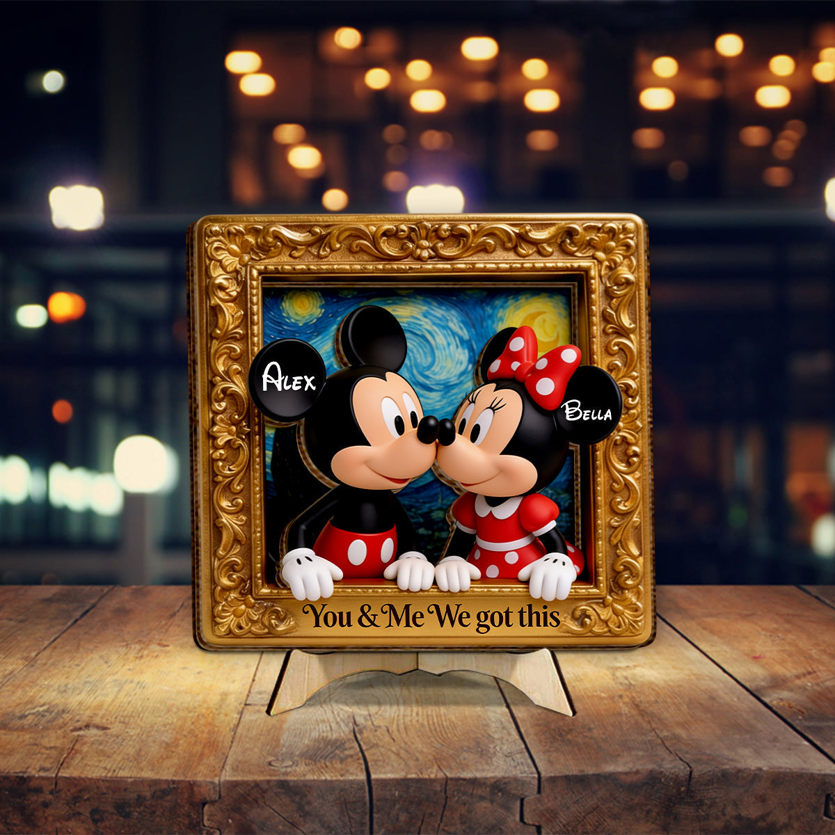I Love You - Personalized Mouse 2 Layered Wood Sign / Wood Plaque