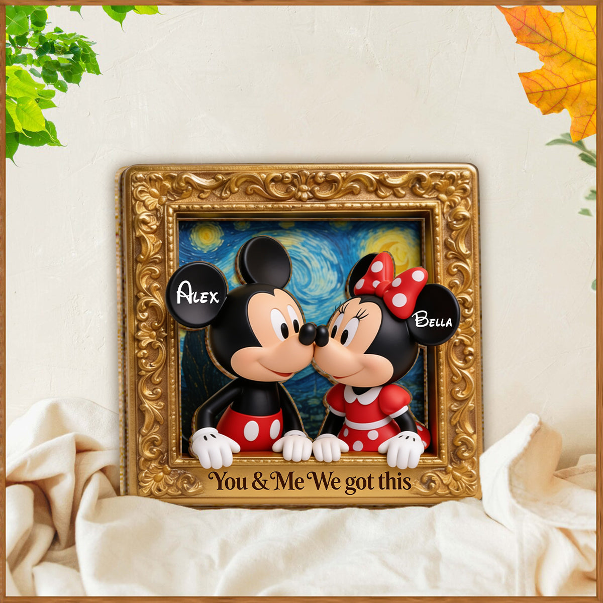 I Love You - Personalized Mouse 2 Layered Wood Sign / Wood Plaque