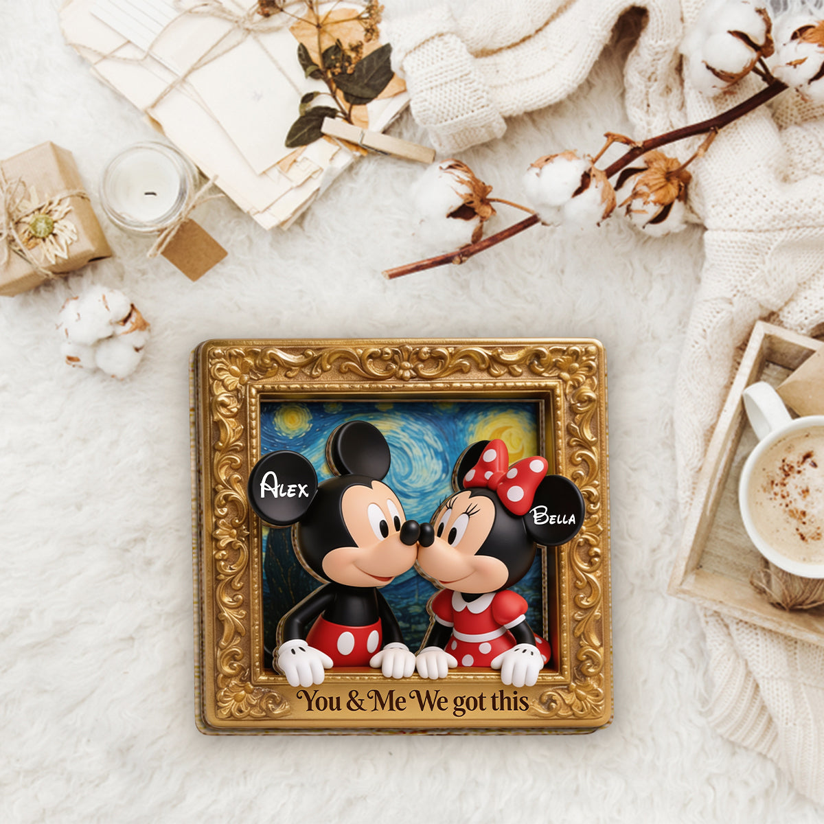 I Love You - Personalized Mouse 2 Layered Wood Sign / Wood Plaque
