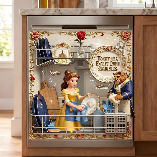 Together, Every Dish Sparkles - Personalized Beauty And The Beast Dishwasher Cover