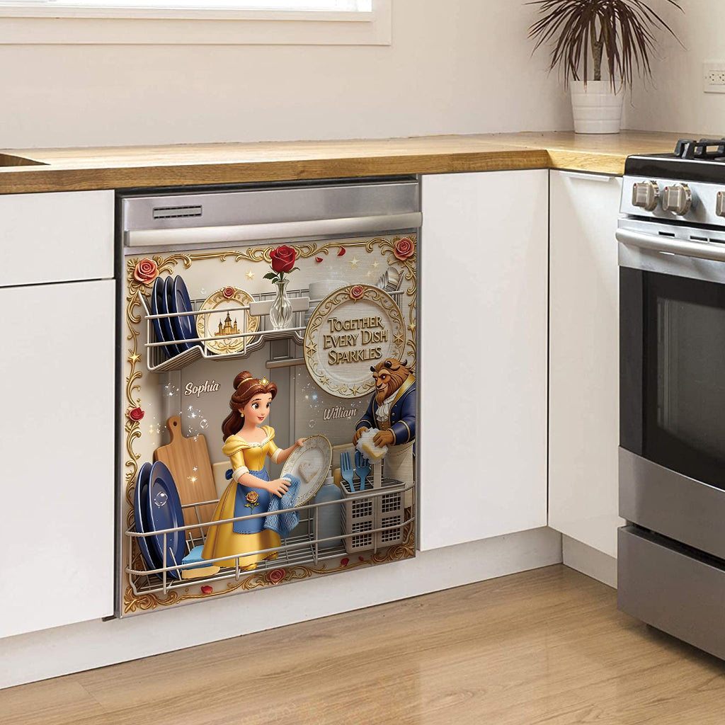 Together, Every Dish Sparkles - Personalized Beauty And The Beast Dishwasher Cover