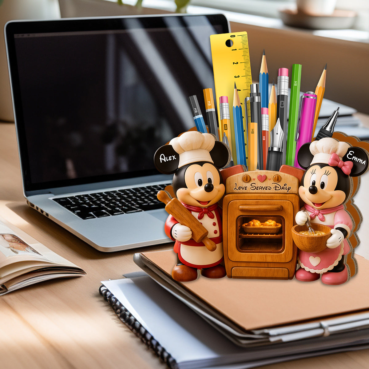 Cartoon Mouse - Personalized Baking Wooden Desk Organizer