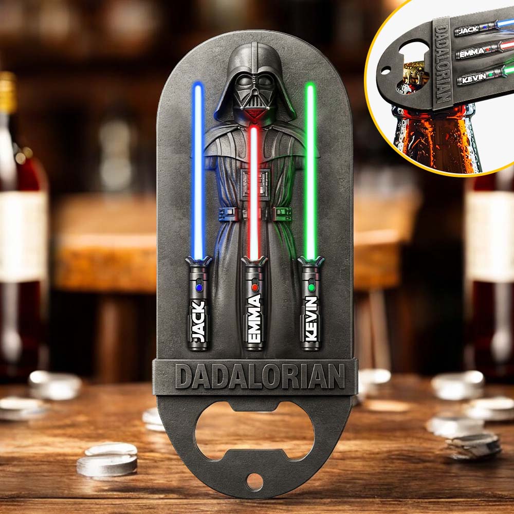 Dadalorian Gift for Dad, Grandpa - Personalized The Force Bottle Opener