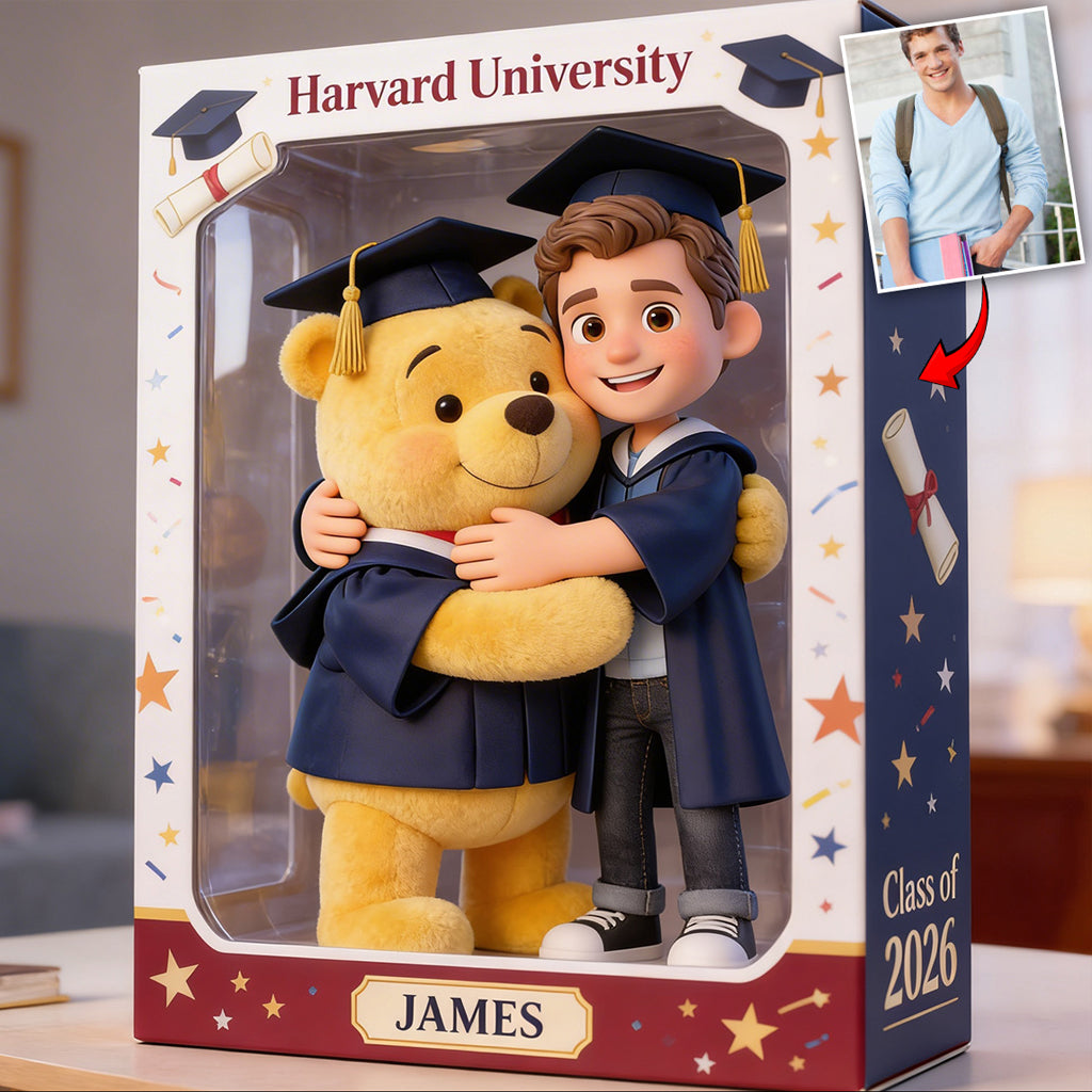 Happy Graduation with Yellow Bear - Personalized Graduation Custom Shaped Acrylic Plaque