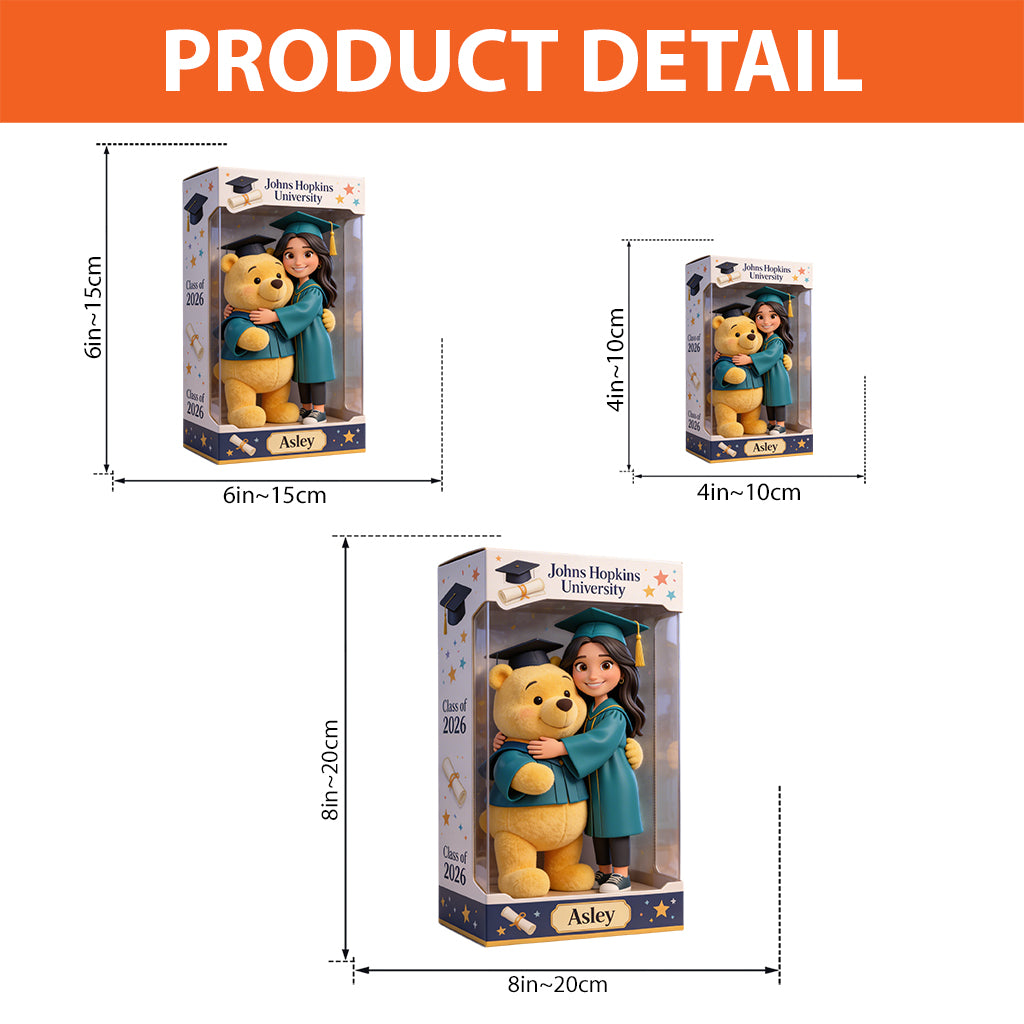 Happy Graduation with Yellow Bear - Personalized Graduation Custom Shaped Acrylic Plaque