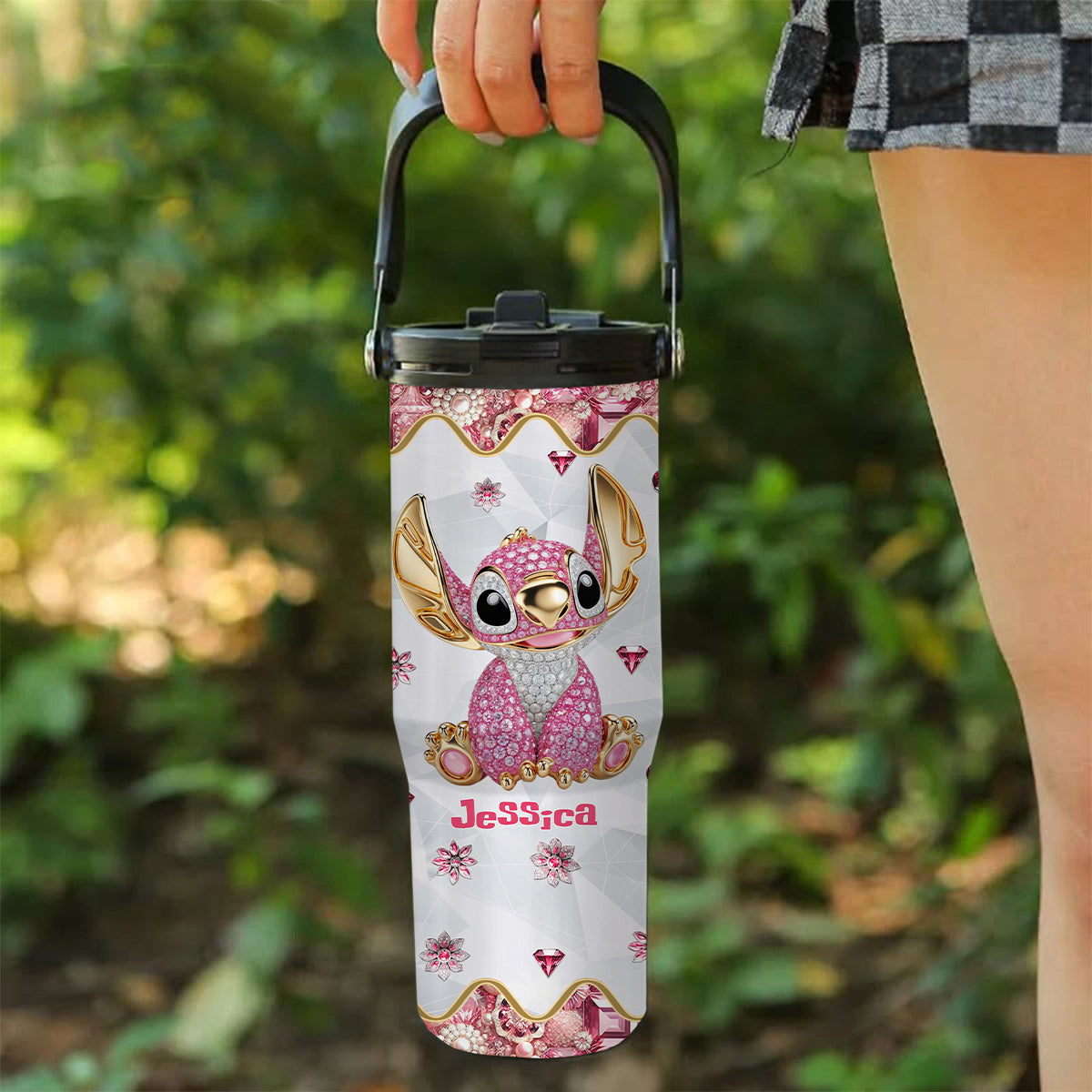 Ohana Means Family - Personalized Ohana Tumbler With Grip Handle