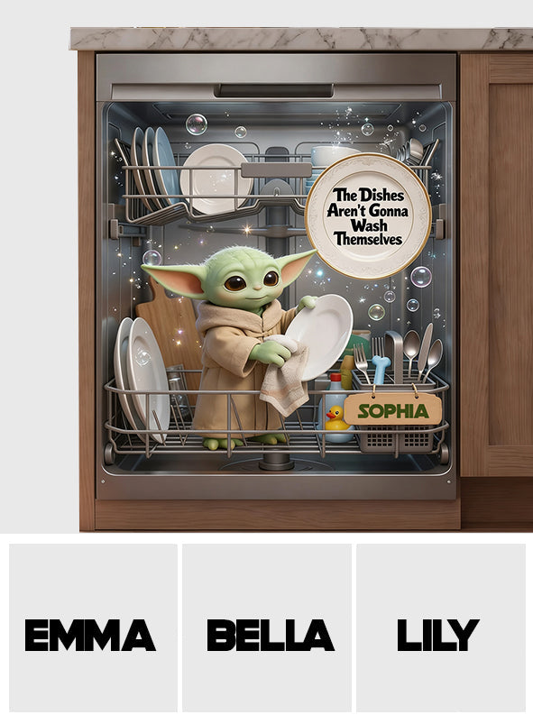 Cute Green Alien Wash Dishes - Personalized The Force Dishwasher Cover