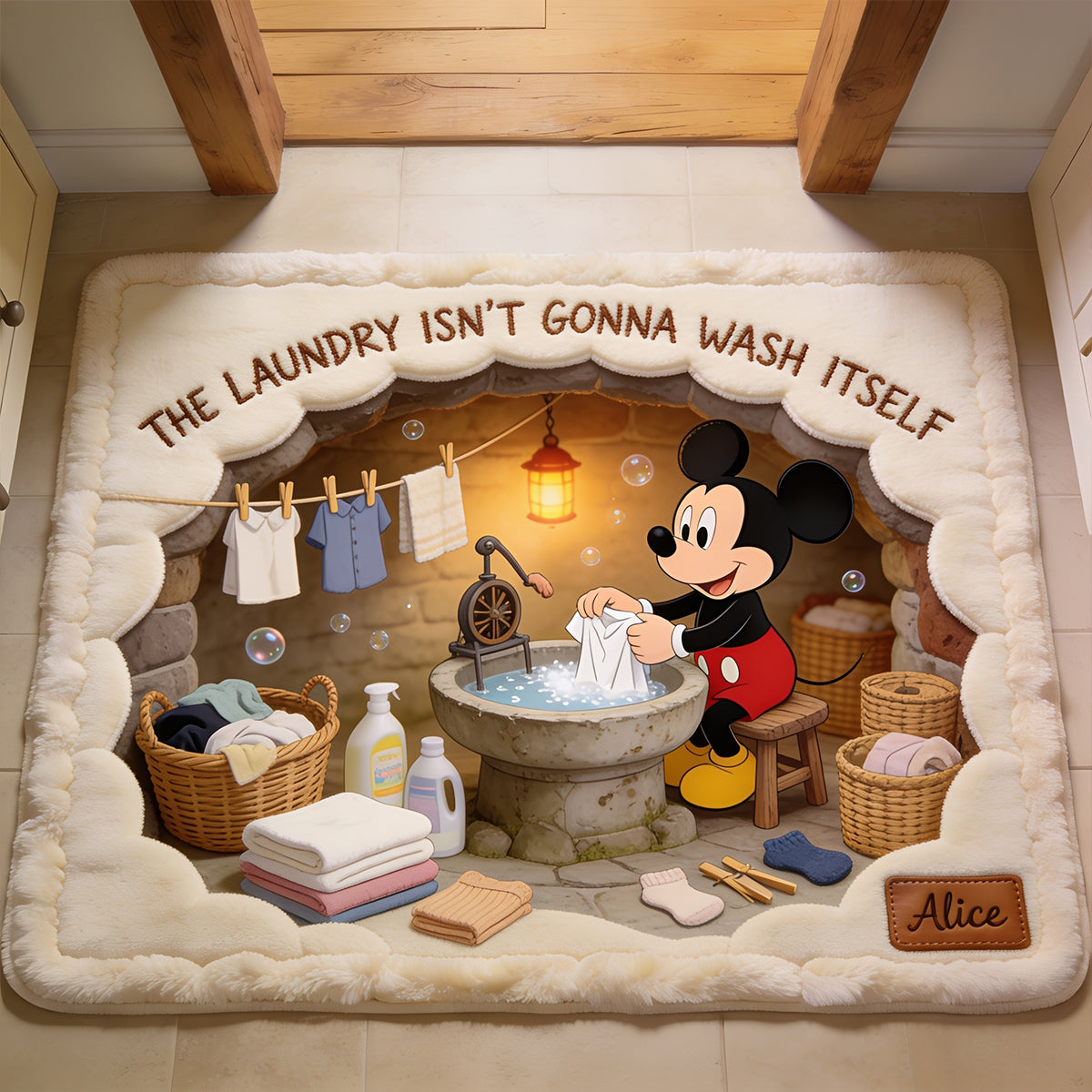 Someone's Always Helping - Personalized Mouse Non-Slip Tufted Rug