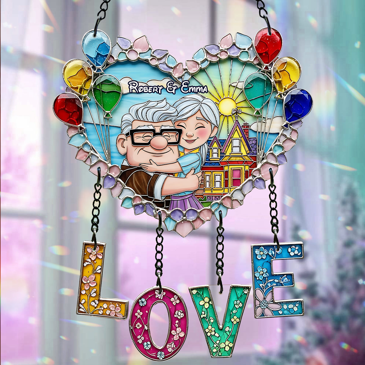 You're My Greatest Adventure - Personalized Mouse Window Hanging Suncatcher With Charms