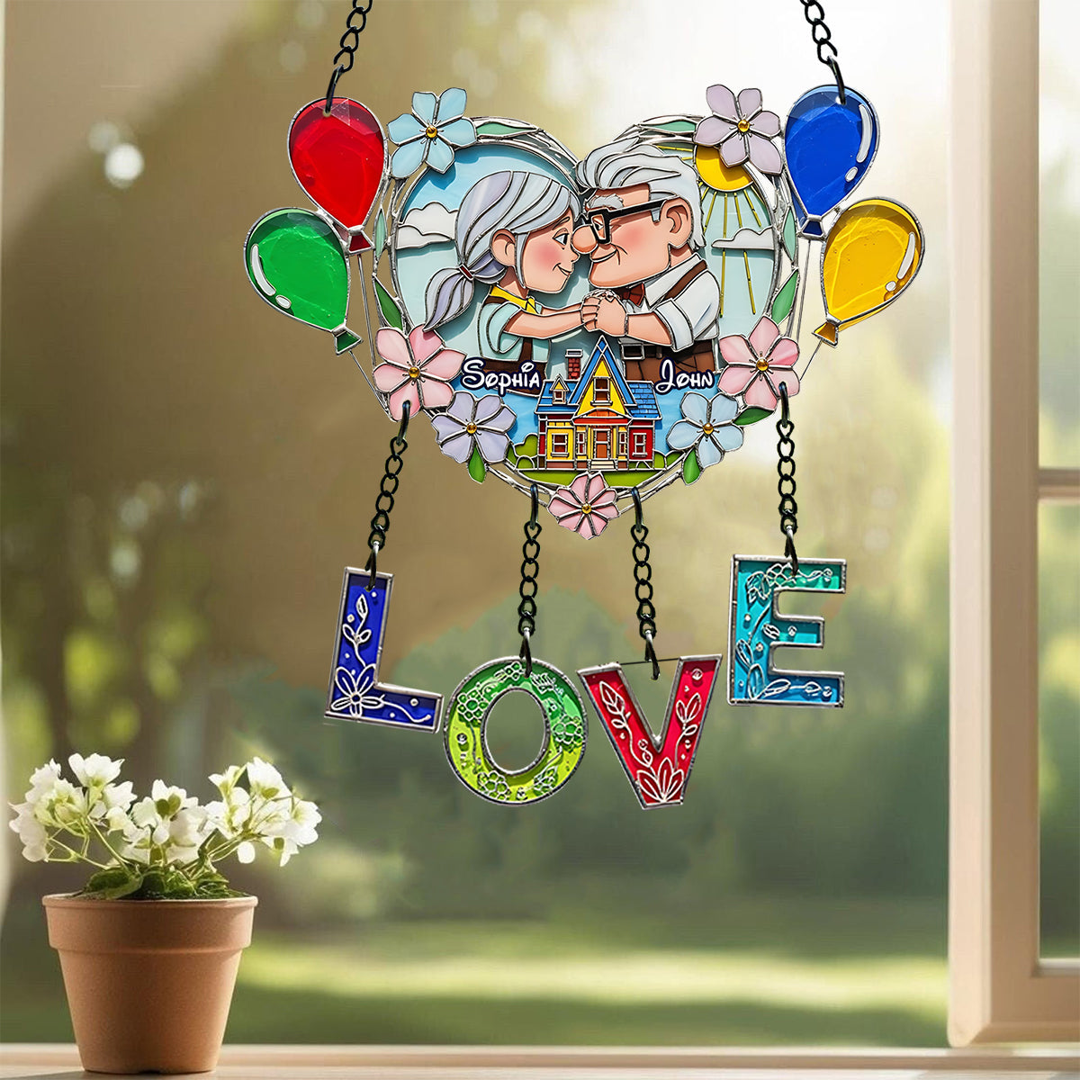 You're My Greatest Adventure - Personalized Mouse Window Hanging Suncatcher With Charms