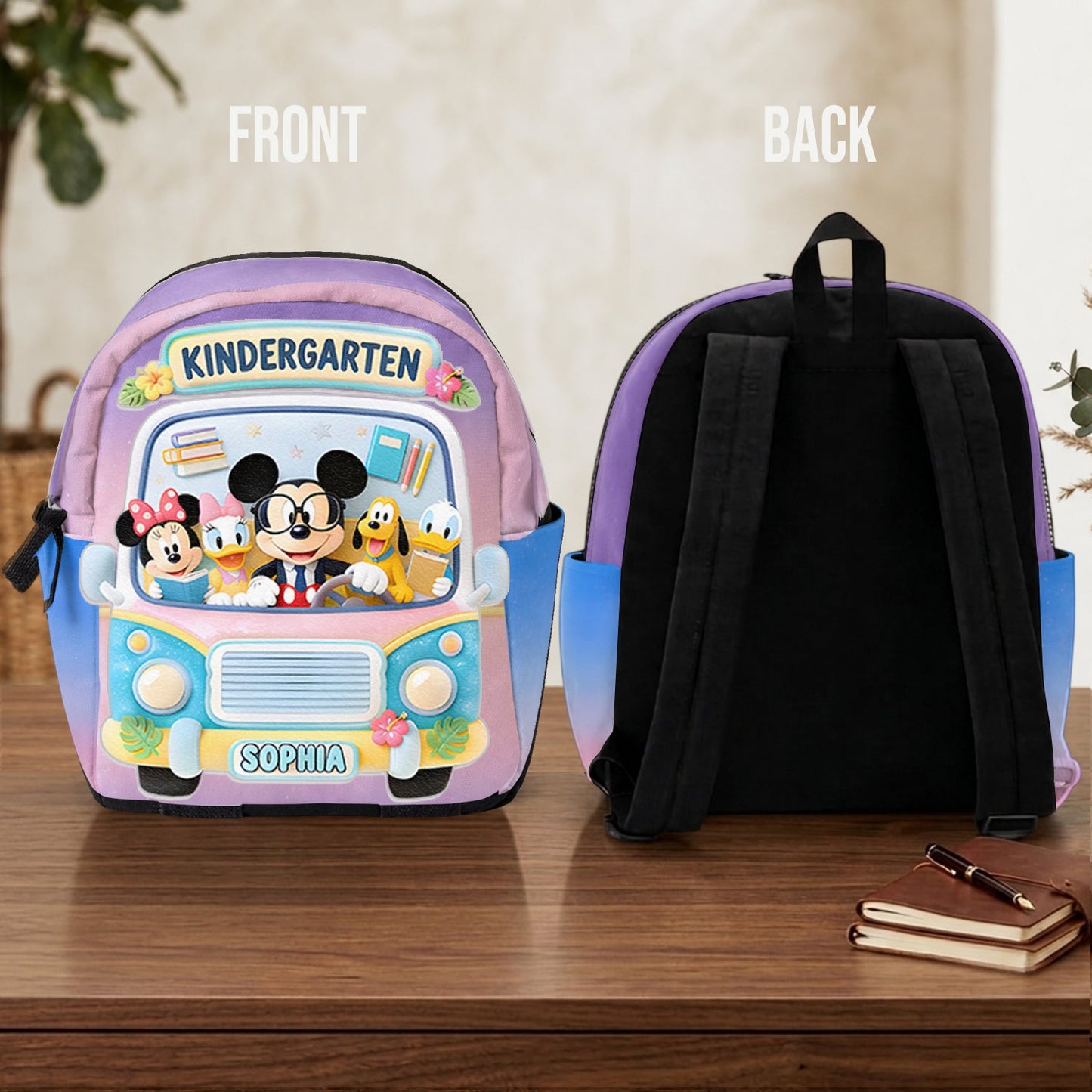 Back To School Gift - Personalized Kid Changeable Leather Patch Backpack
