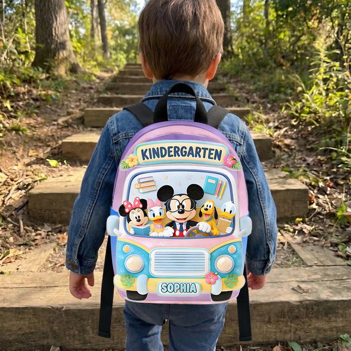 Back To School Gift - Personalized Kid Changeable Leather Patch Backpack