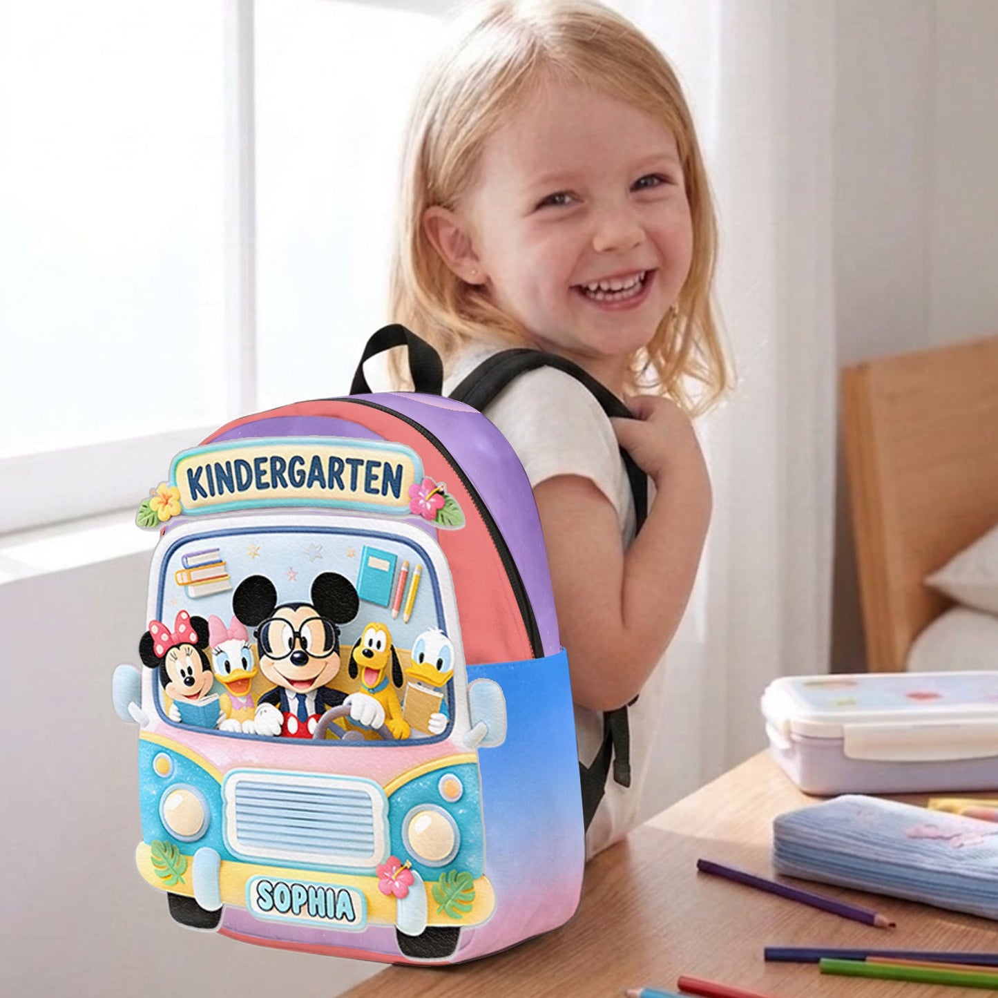 Back To School Gift - Personalized Kid Changeable Leather Patch Backpack