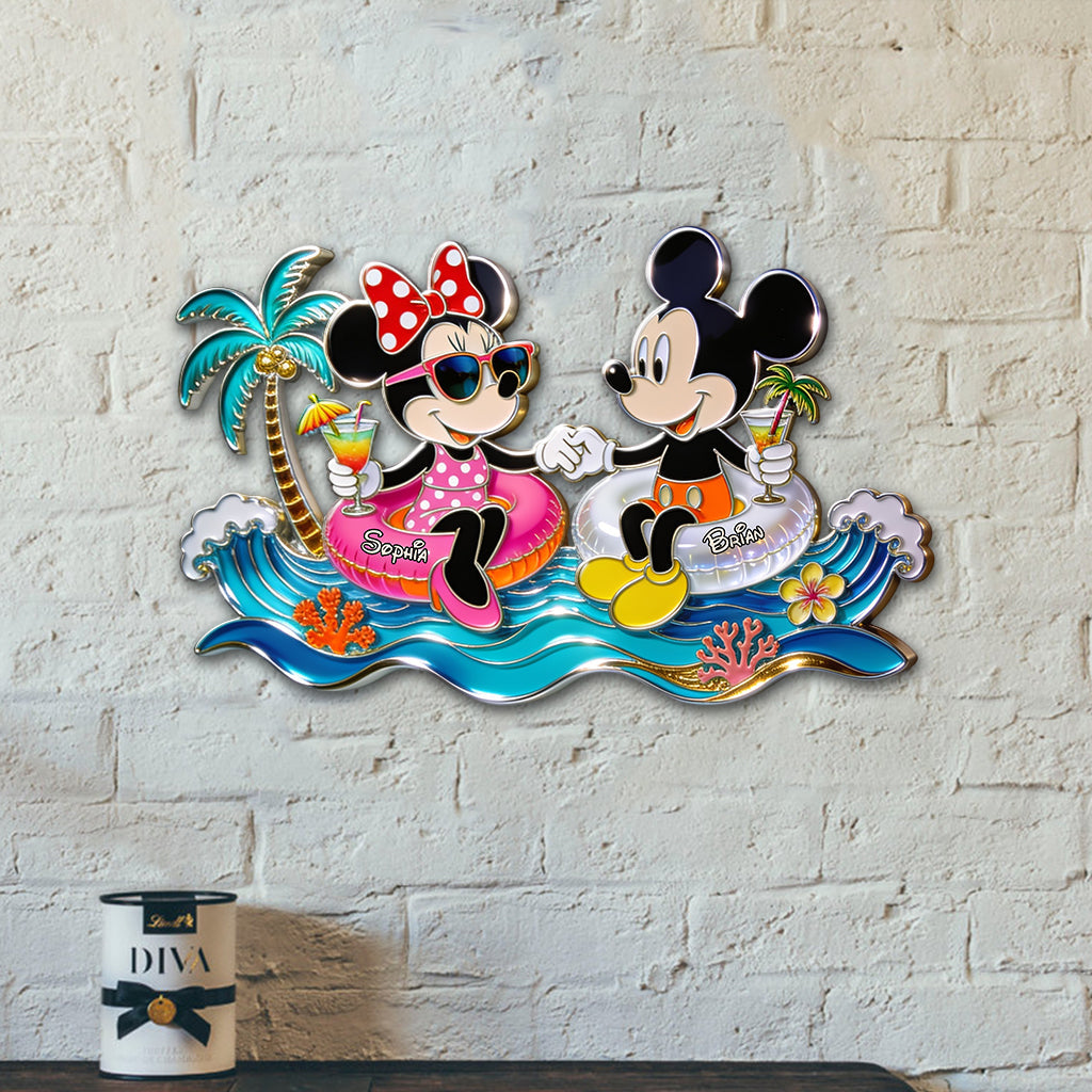 You, Me & The Poolside - Couple Gift - Personalized Mouse 3D Printed Cut Metal Sign