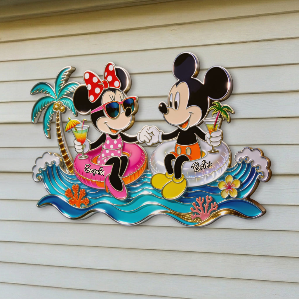 You, Me & The Poolside - Couple Gift - Personalized Mouse 3D Printed Cut Metal Sign