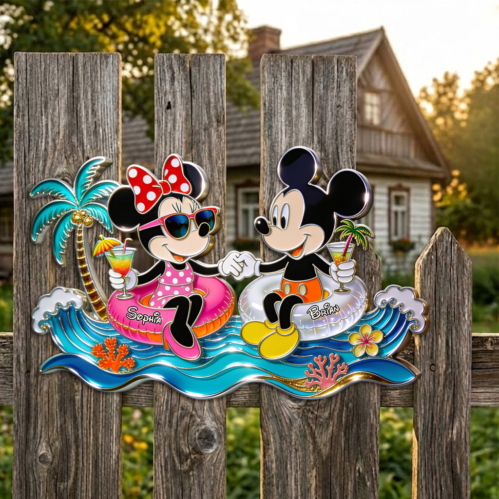 You, Me & The Poolside - Couple Gift - Personalized Mouse 3D Printed Cut Metal Sign