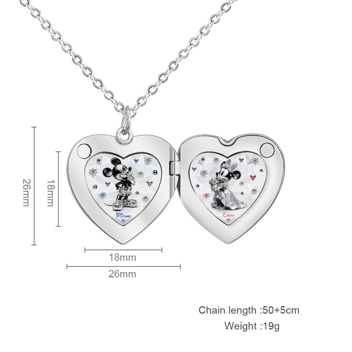 Cute Mouse Couple - Personalized Mouse Locket Pendant Necklace