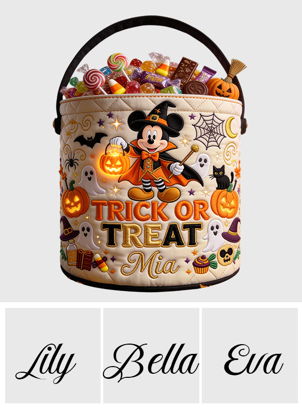 Trick Or Treat - Personalized Mouse Canvas Bucket Bag