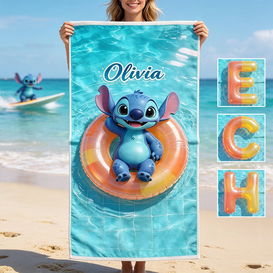 Cute Tropical Alien - Personalized Ohana Quick-dry Beach Towel/ Bath Towel