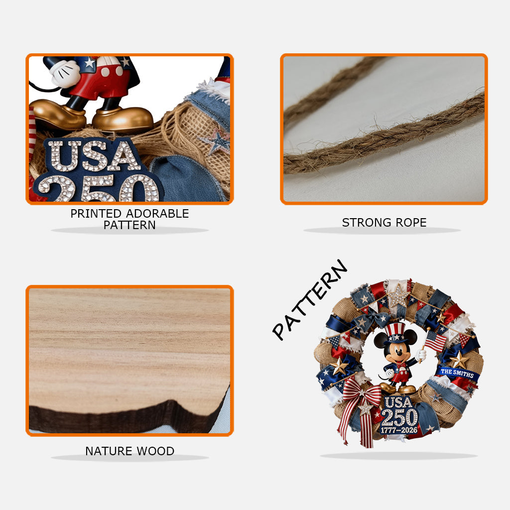 Patriotic Mouse America 250th Anniversary - Personalized Mouse Custom Shaped Wood Sign