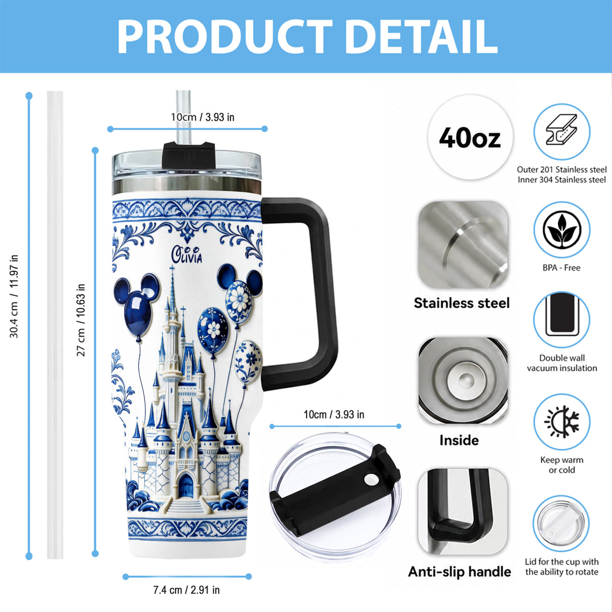 The Magical Castle - Personalized Dream Trip Tumbler With Plush Charm